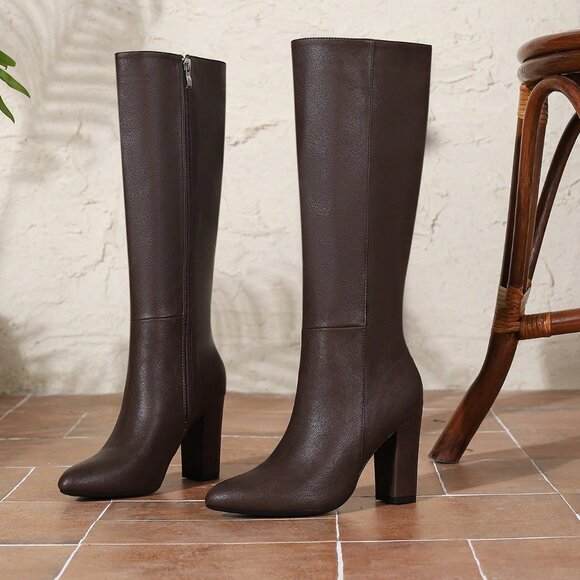 Coffee Brown Sexy Women\'s Chunky Heel Over Knee Boots main image 4